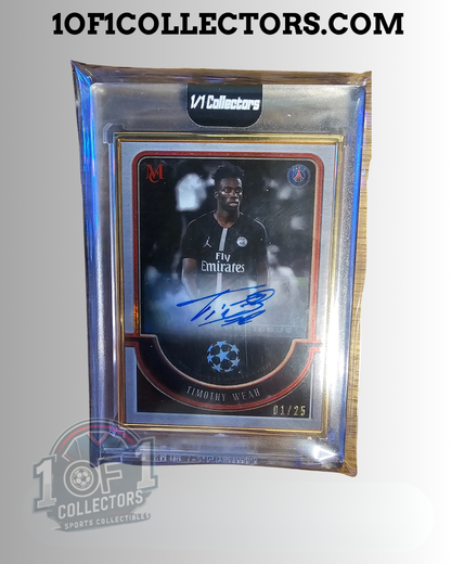 Carte Timothy Weah 2019 Topps Museum Gold Frame numérotée 1/25
