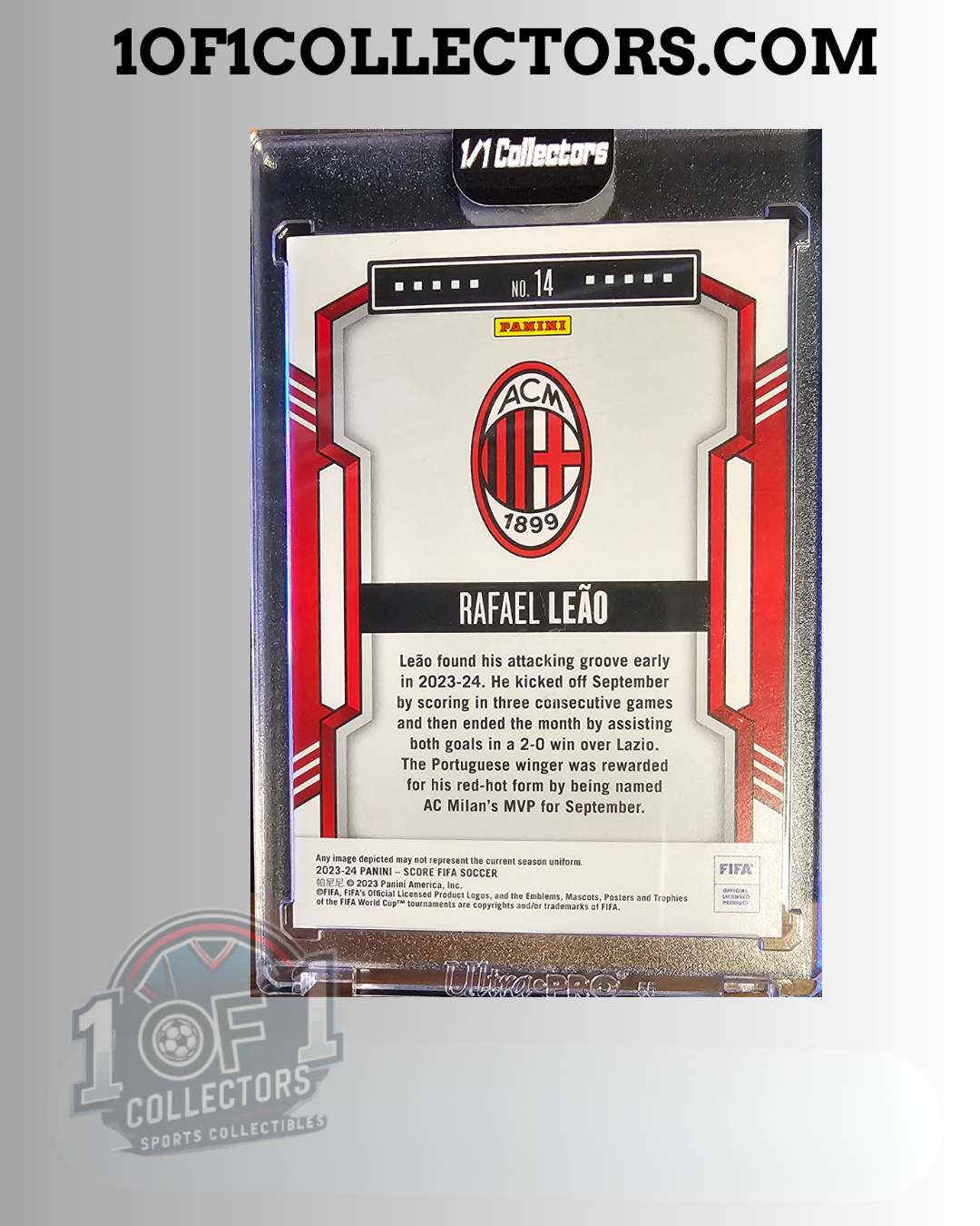 Verso carte Rafael Leão 2023-24 Panini Score FIFA 1/1
