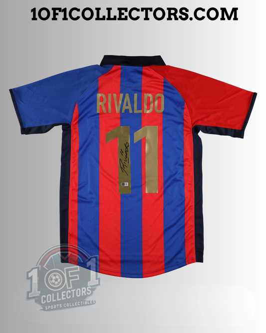 🇧🇷 Maillot du FC Barcelone signé par Rivaldo – Certifié Beckett